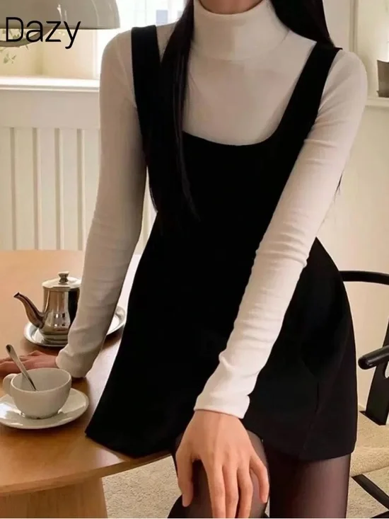 DAZY Solid A-Line Dress Without Tee, Casual Women Dress, BLACK, Size M - Picture 5 of 13